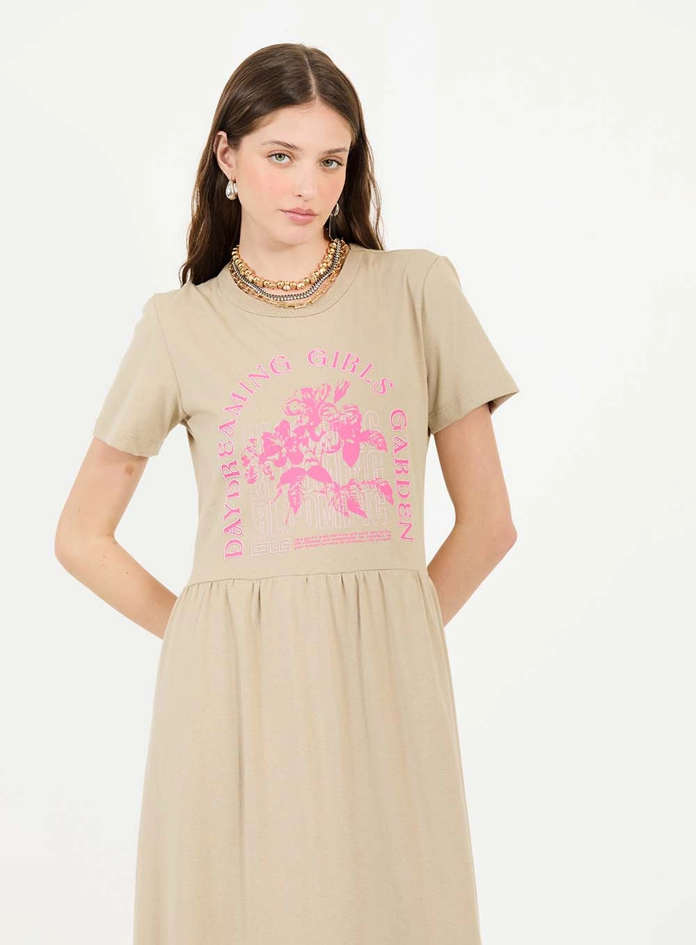 Vestido Midi Comfort Bege 3