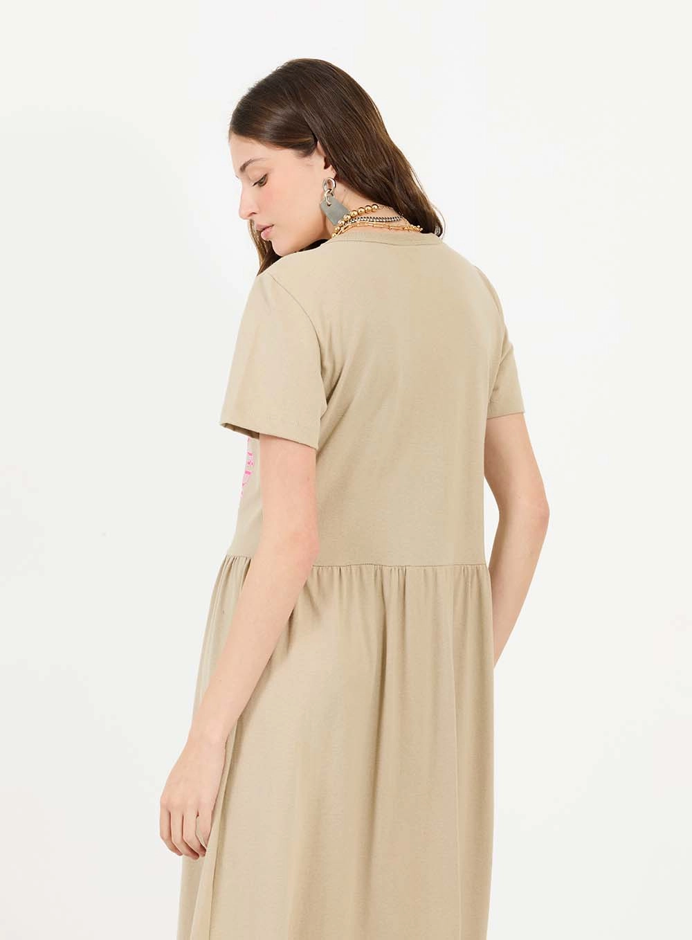 Vestido Midi Comfort Bege 4