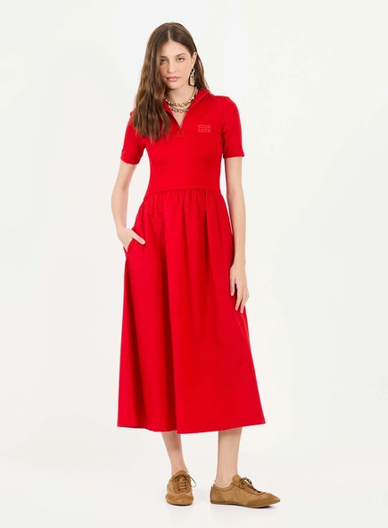 Vestido Midi Comfort Gola Alta Com Zíper
