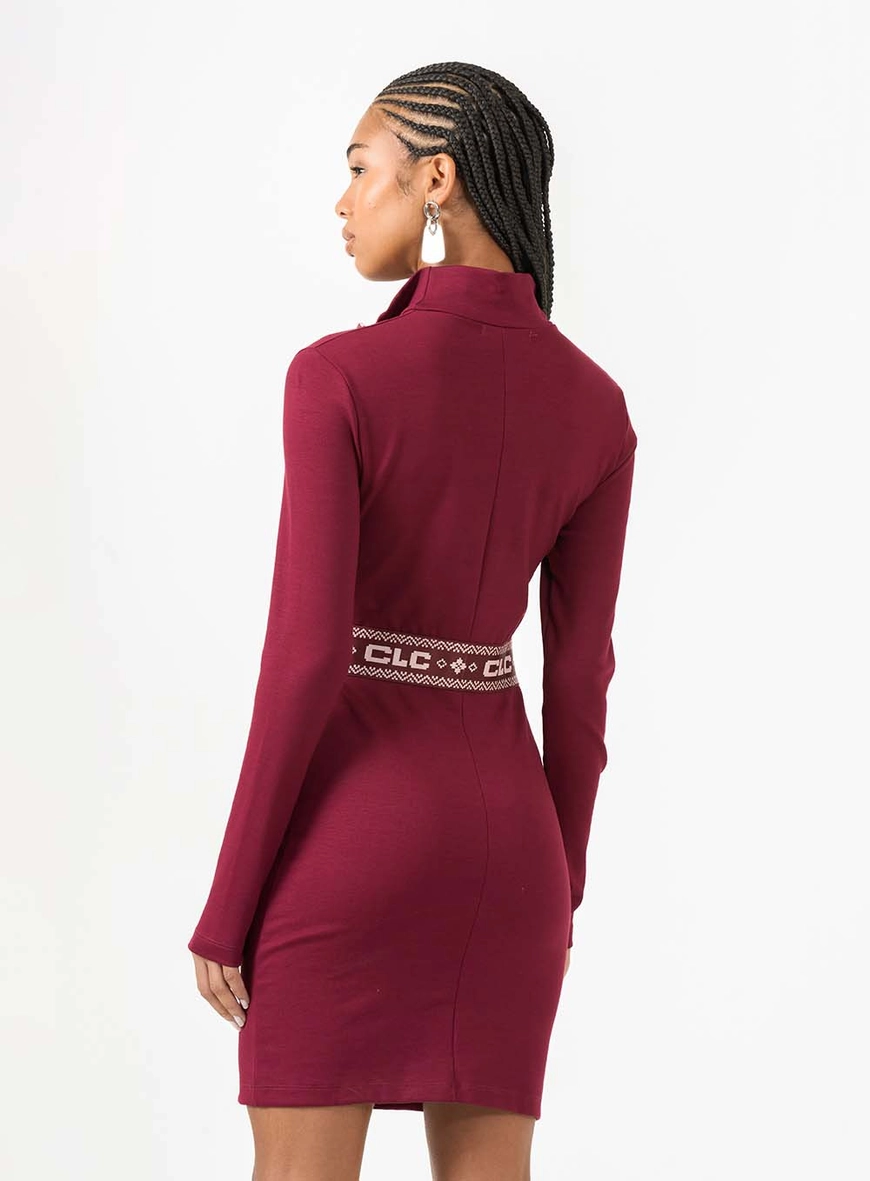 Vestido Curto Slim Bordô 4