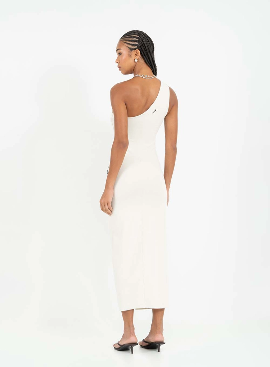 Vestido Midi Small De Uma Alça Com Detalhe Bege Italian 2
