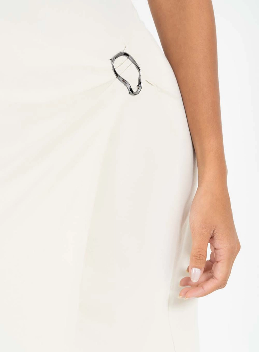 Vestido Midi Small De Uma Alça Com Detalhe Bege Italian 5