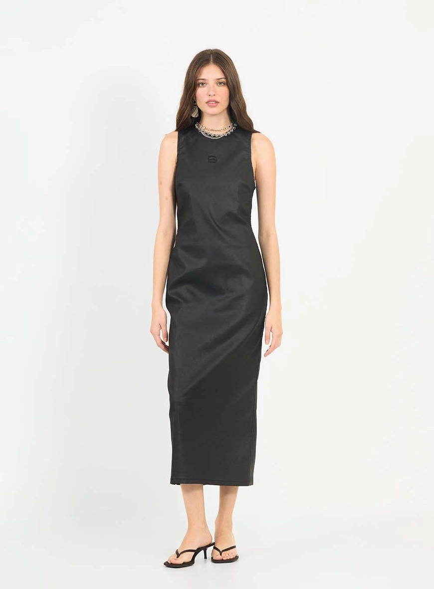 Vestido Sarja Resinada Preto 1