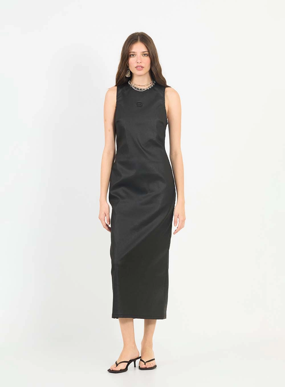 Vestido Sarja Resinada Preto 1