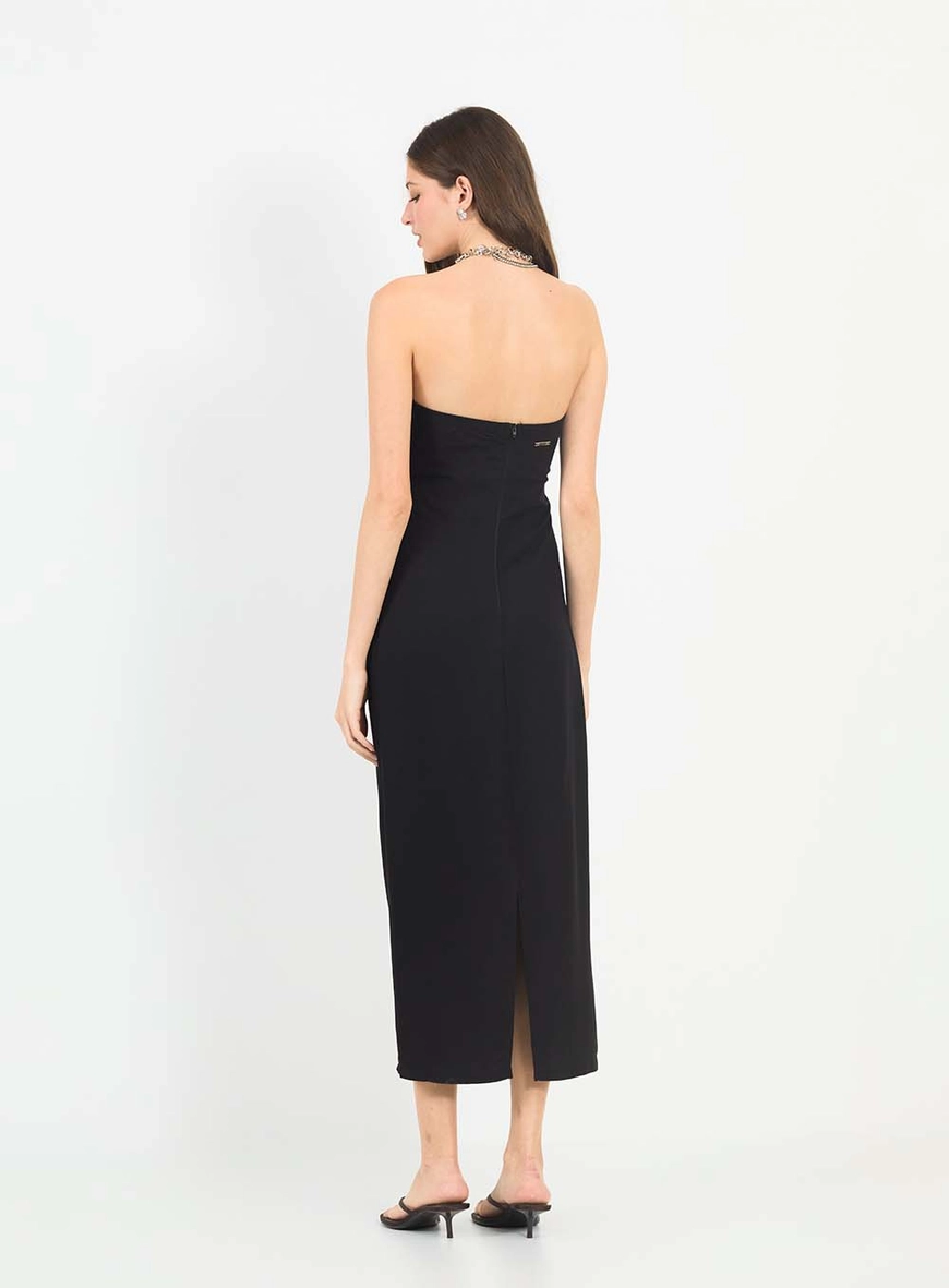 Vestido Midi Slim Strapless Preto 2