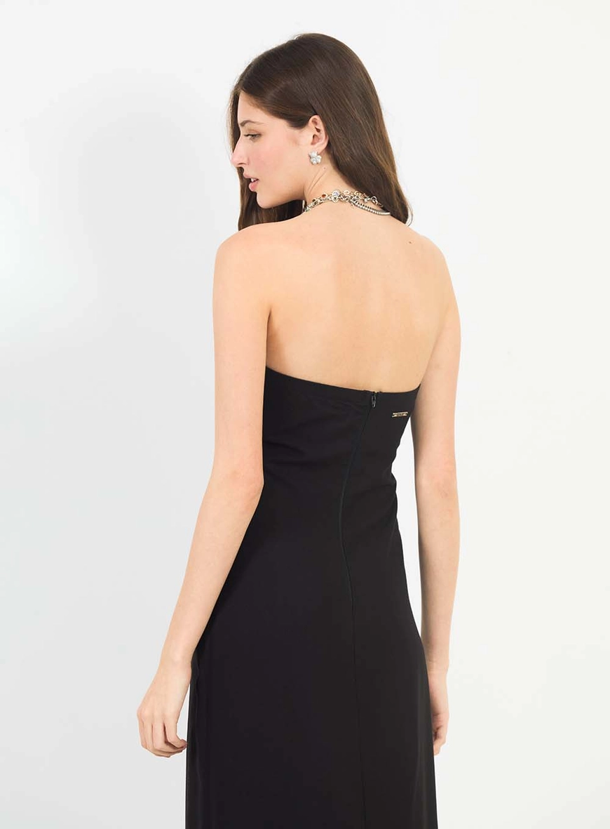 Vestido Midi Slim Strapless Preto 4