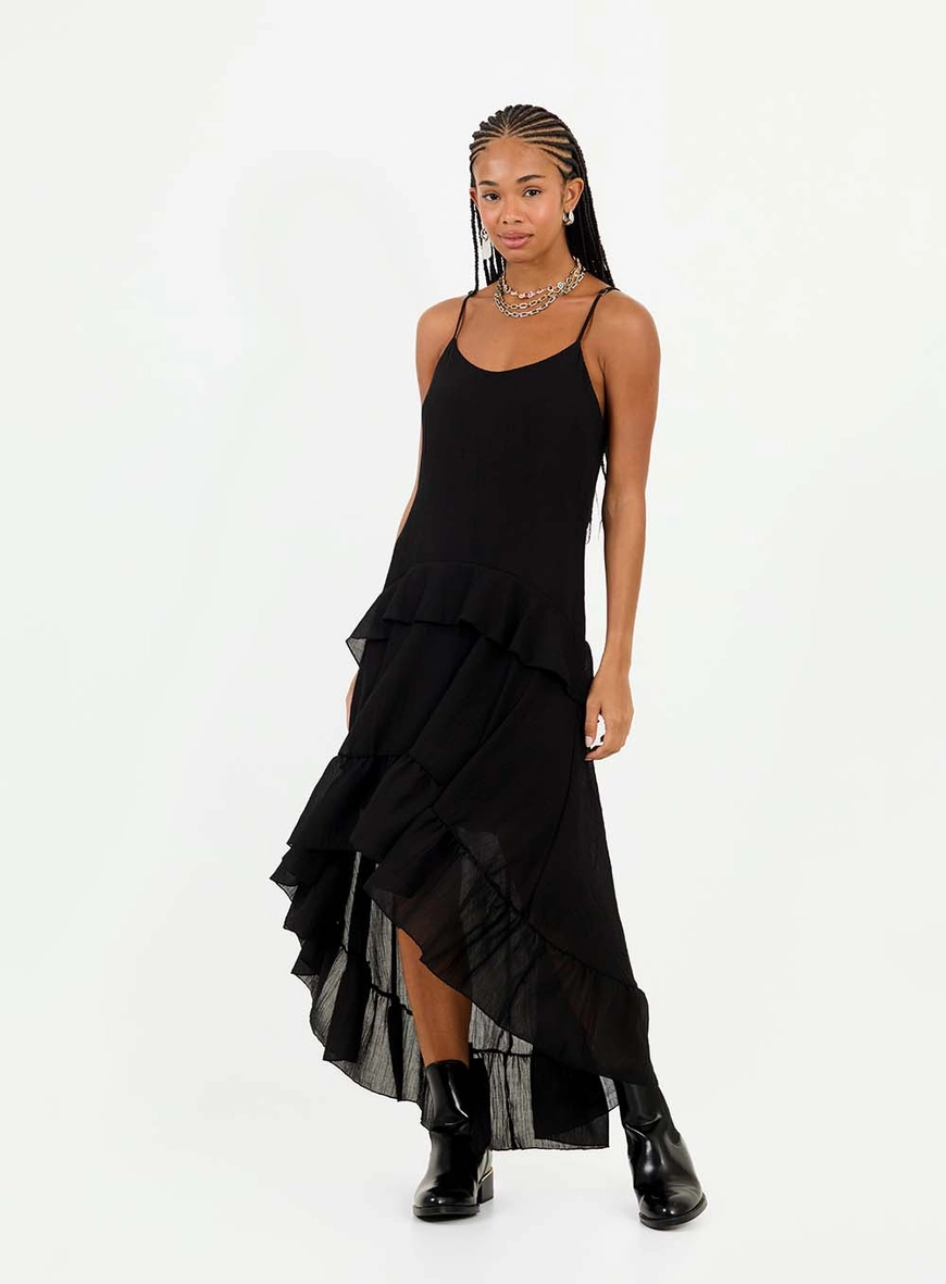 Vestido Midi Assimétrico Solto Preto 1