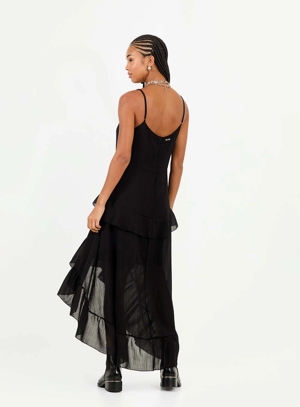 Vestido Midi Assimétrico Solto Preto 2