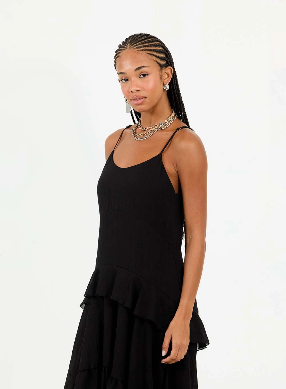 Vestido Midi Assimétrico Solto Preto 3