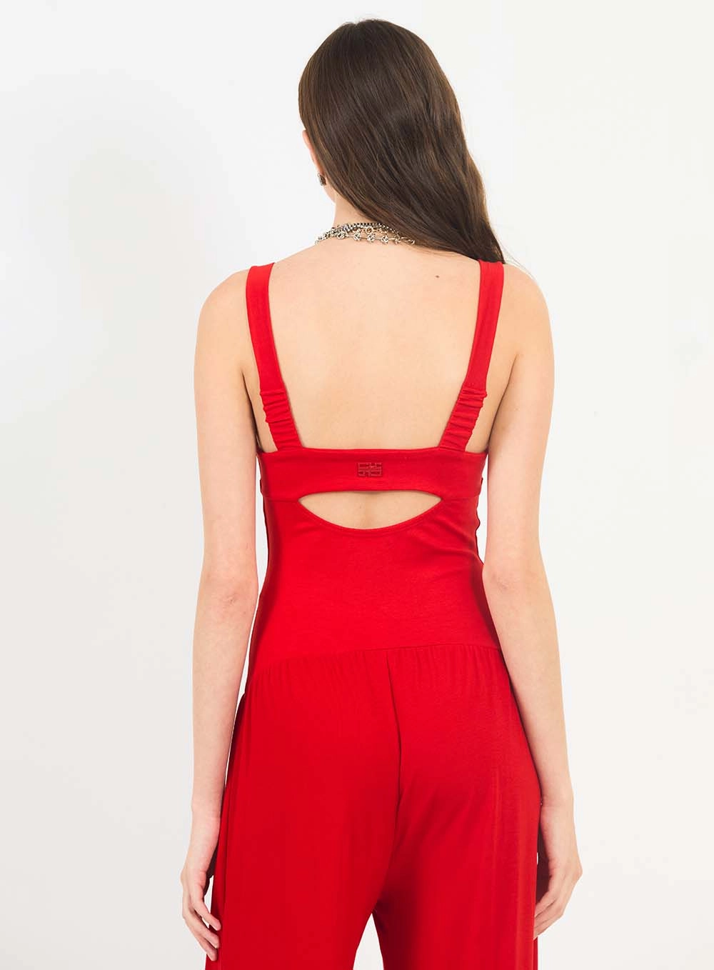 Macacão Slim Com Costas Vazadas E Franzidos Vermelho 4