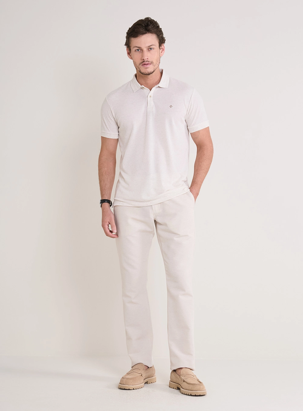 Calça Masculina Alfaiataria Reta - Vitor Bege 1