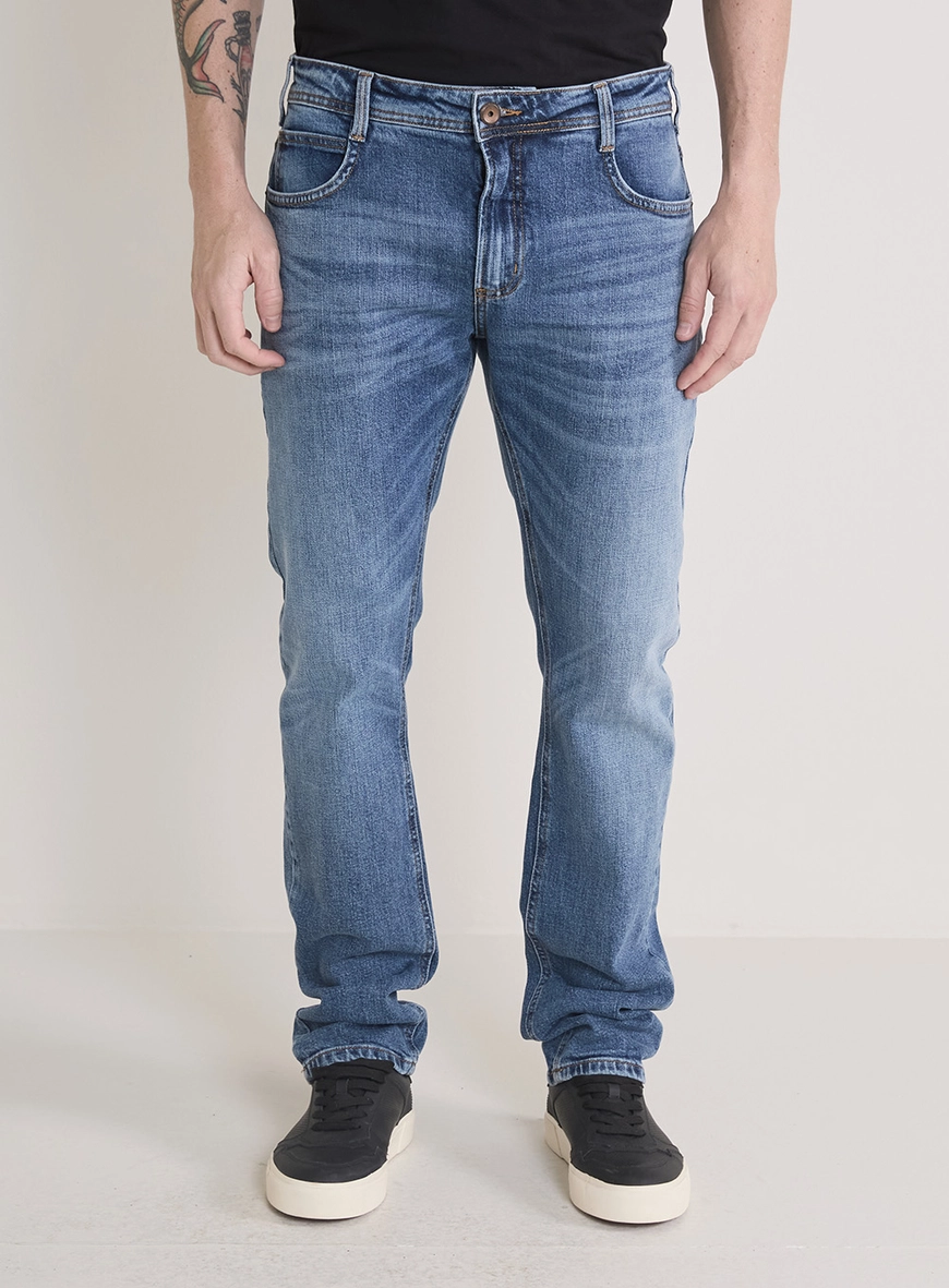 Calça Jeans Masculina Paul Slim Cintura Média Índigo