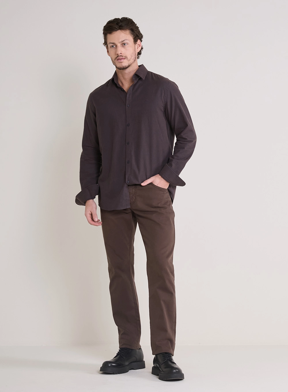 Calça Sarja Masculina Paul Slim Marrom 1