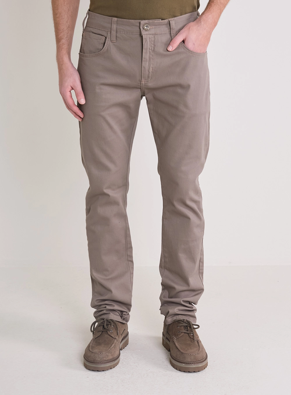 Calça Sarja Masculina Paul Slim Ajustada Marrom 2