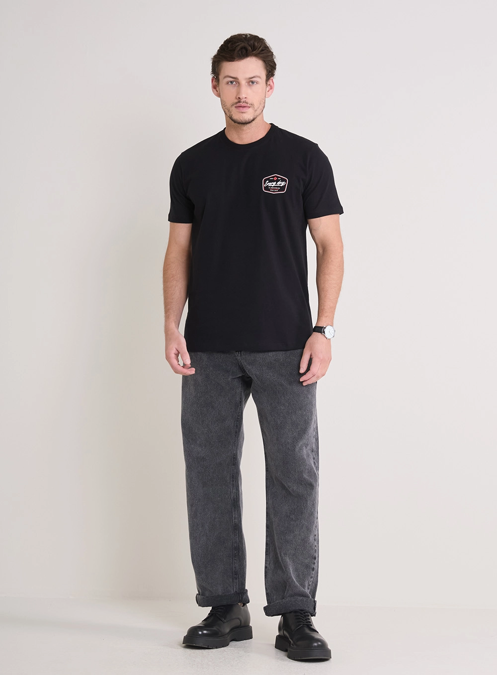 Calça Jeans Masculina Lavagem Estonada - Malta Indigo Preto 1
