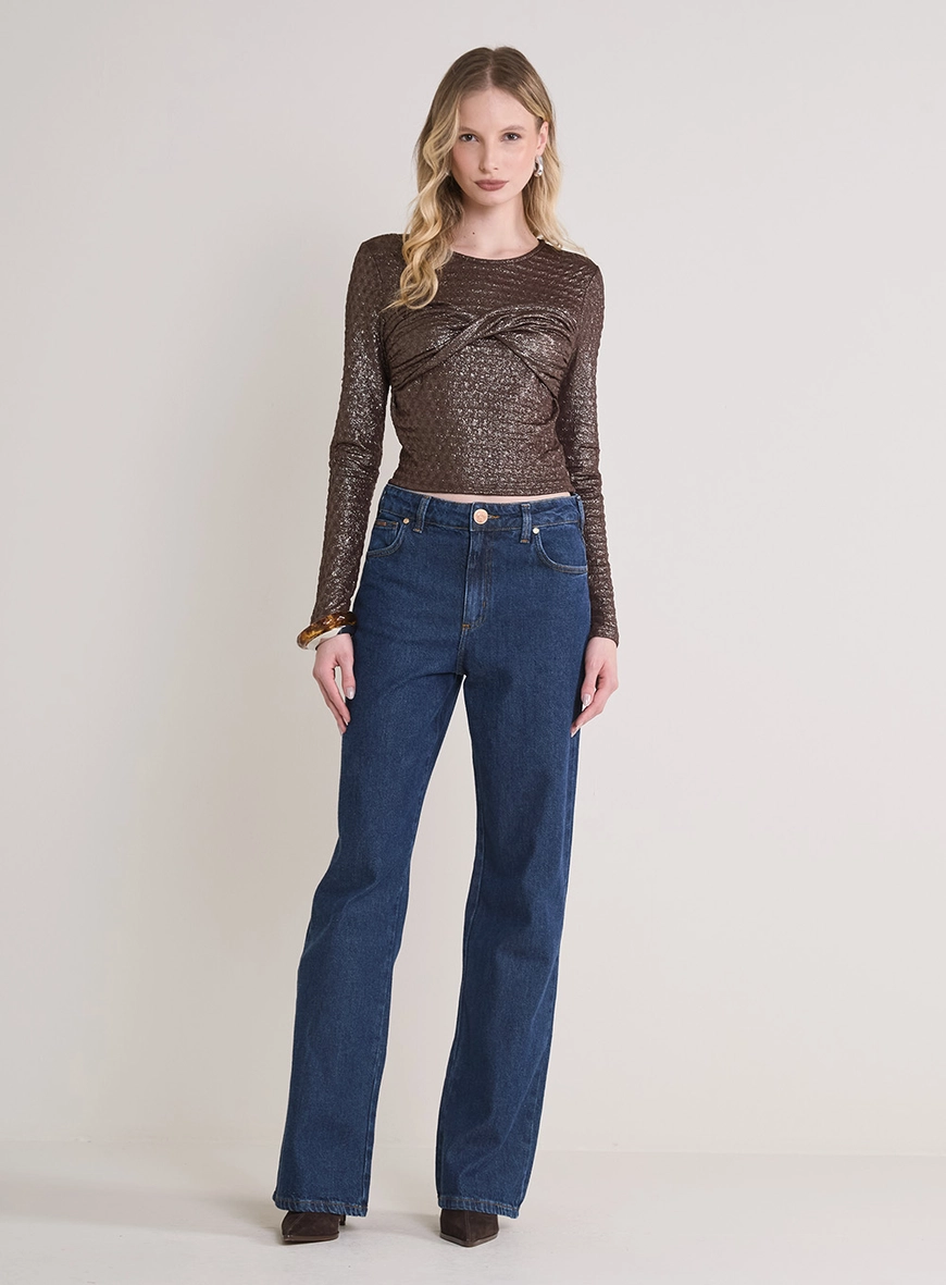 Calça Jeans Feminino Wide Leg Raquel Índigo
