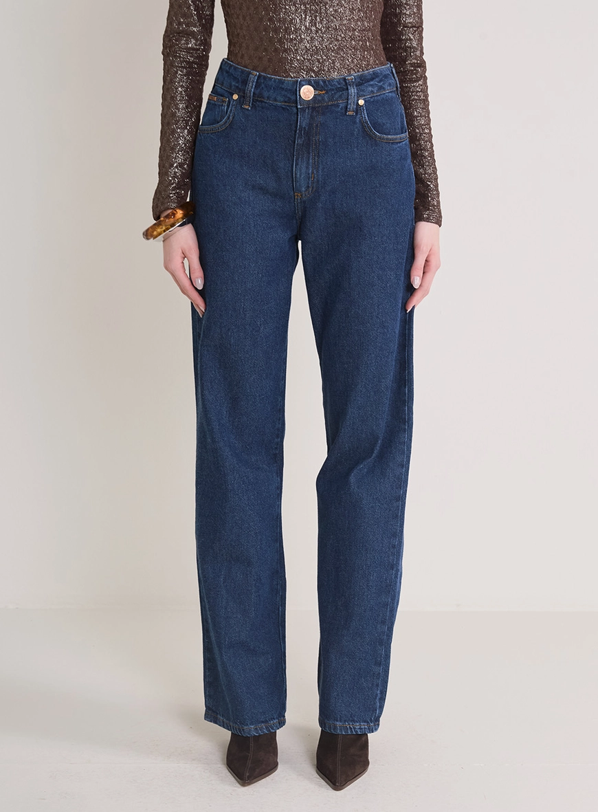 Calça Jeans Feminino Wide Leg Raquel Índigo