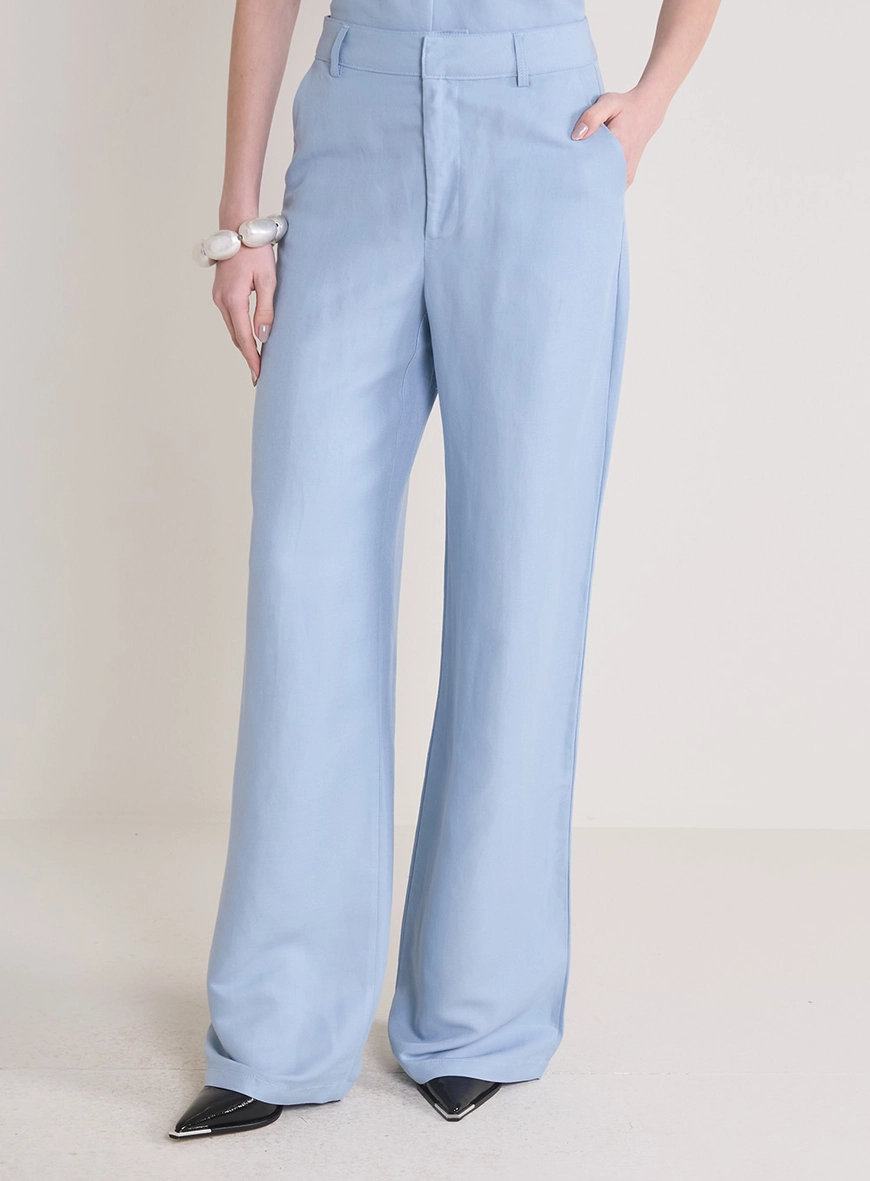 Calça Alfaiataria Feminina Ampla Azul