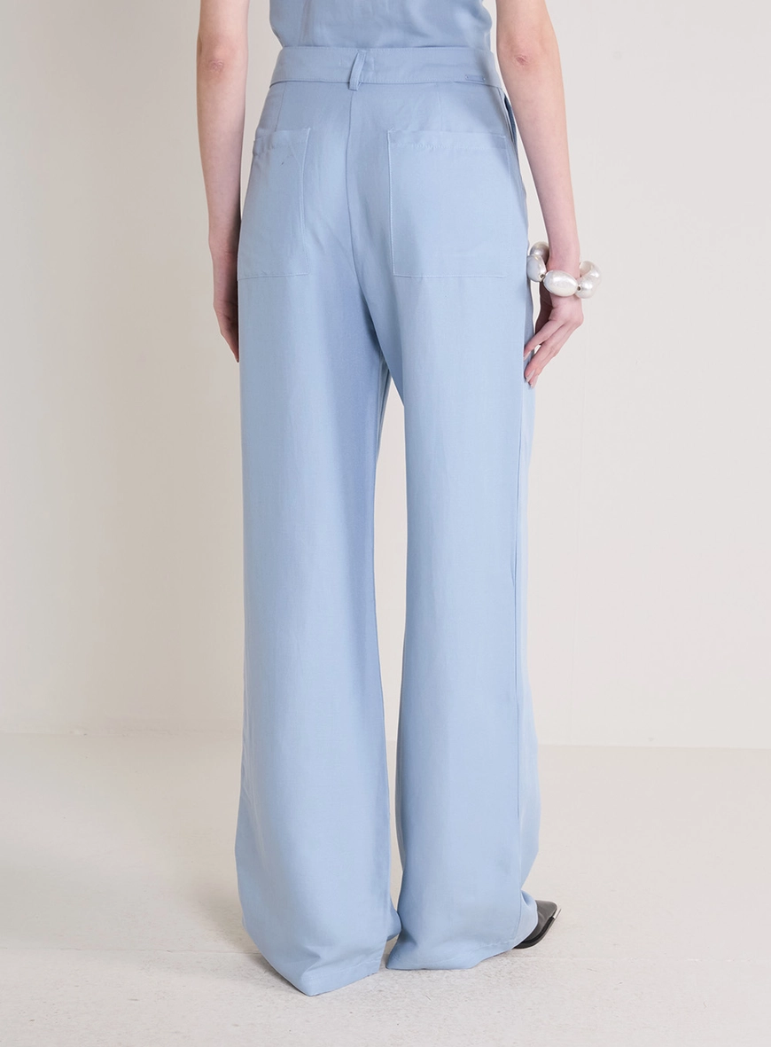 Calça Alfaiataria Feminina Ampla Azul