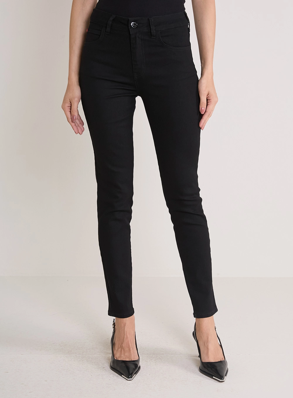 Calça Jeans Feminina Marisa Cigarrete Indigo Preto 2