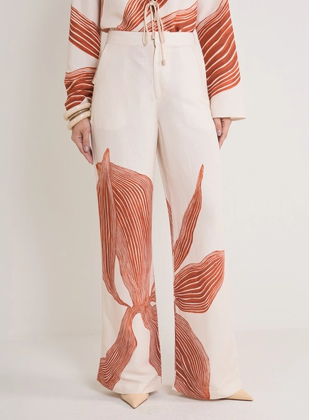 Calça Alfaiataria Feminina Estampada Ampla
