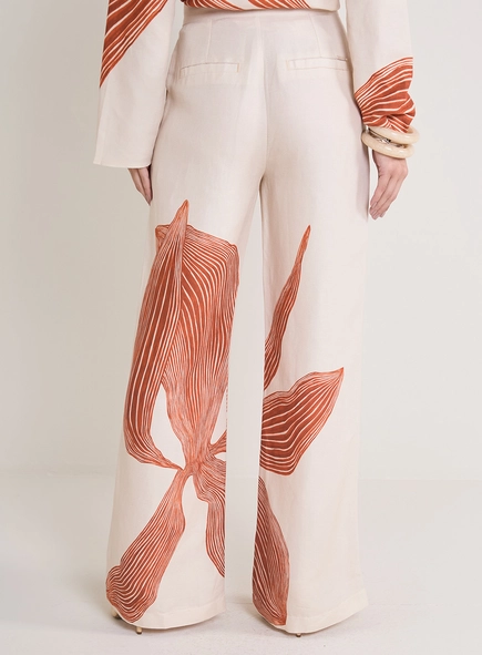 Calça Alfaiataria Feminina Estampada Ampla