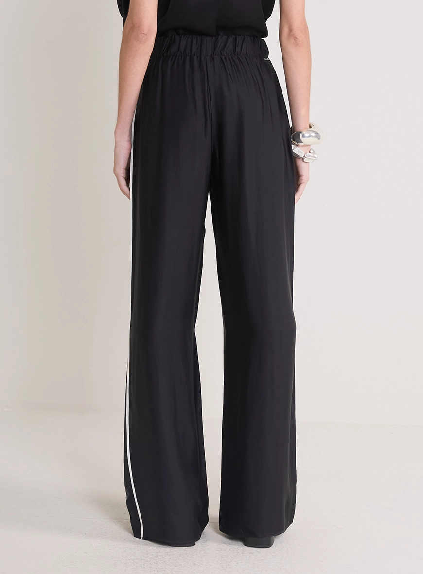 Calça Feminina Pantalona Cós Com Elástico Preto