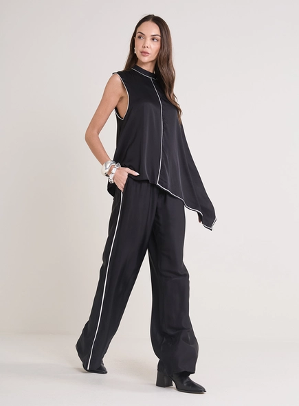 Calça Feminina Pantalona Cós Com Elástico