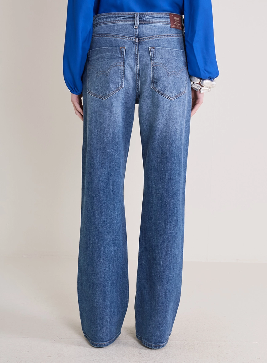 Calça Jeans Feminina Raquel Wide Leg Stretch Índigo