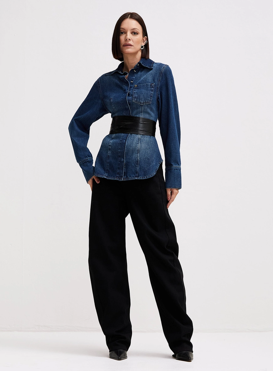 Calça Jeans Feminina Barrel Indigo Preto