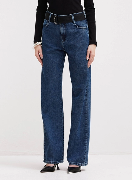 Calça Jeans Feminina Raquel Wide Leg Com Cinto