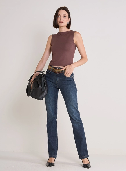 Calça Jeans Feminina Marisa Slim Com Cinto