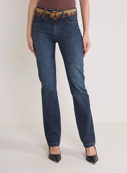 Calça Jeans Feminina Marisa Slim Com Cinto