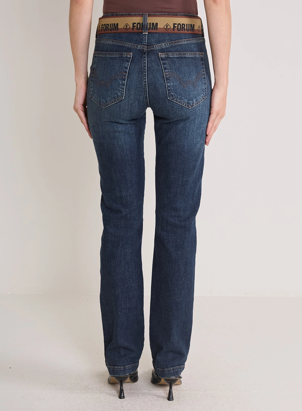 Calça Jeans Feminina Marisa Slim Com Cinto Índigo 4