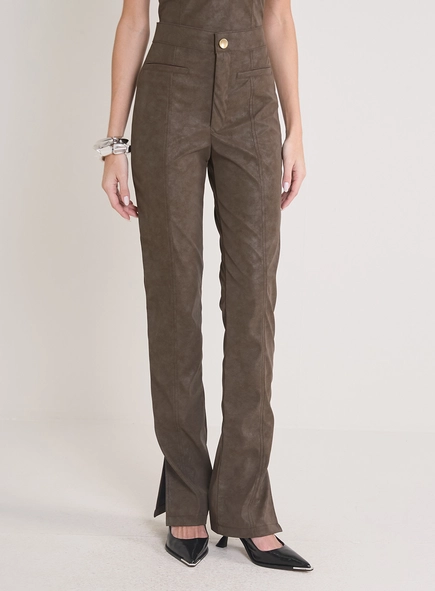 Calça Feminina Slim Barra Com Fenda