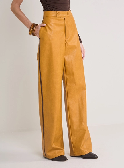 Calça Feminina Reta Pu Cintura Alta