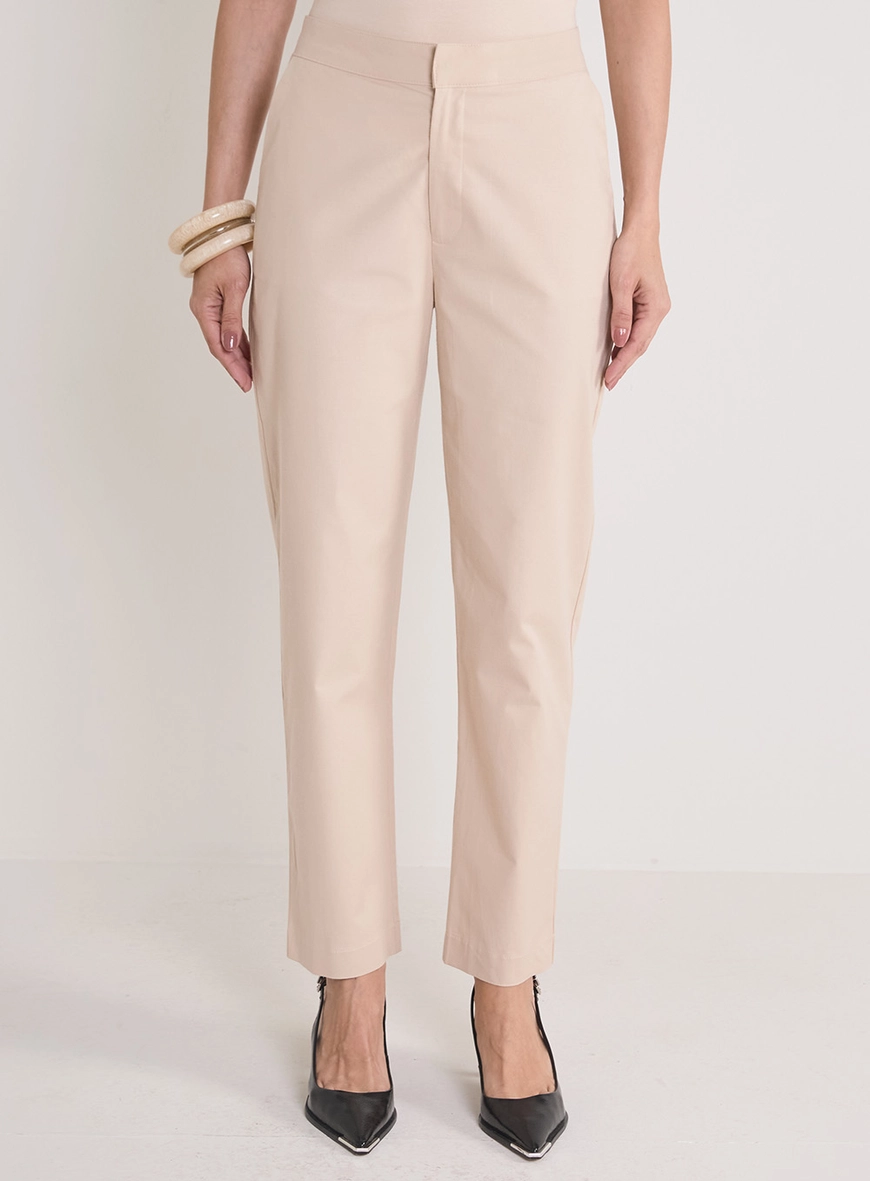 Calça Feminina Alfaiataria Ampla Bege