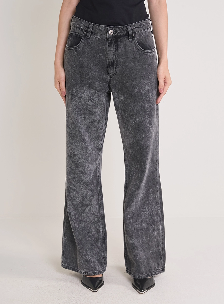 Calça Jeans Feminina New Lavagem Estonada Indigo Preto