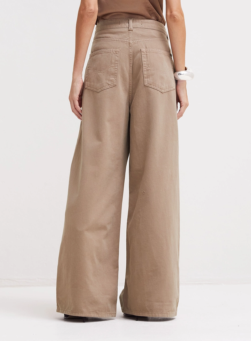 Calça Sarja Feminina Baggy Marrom