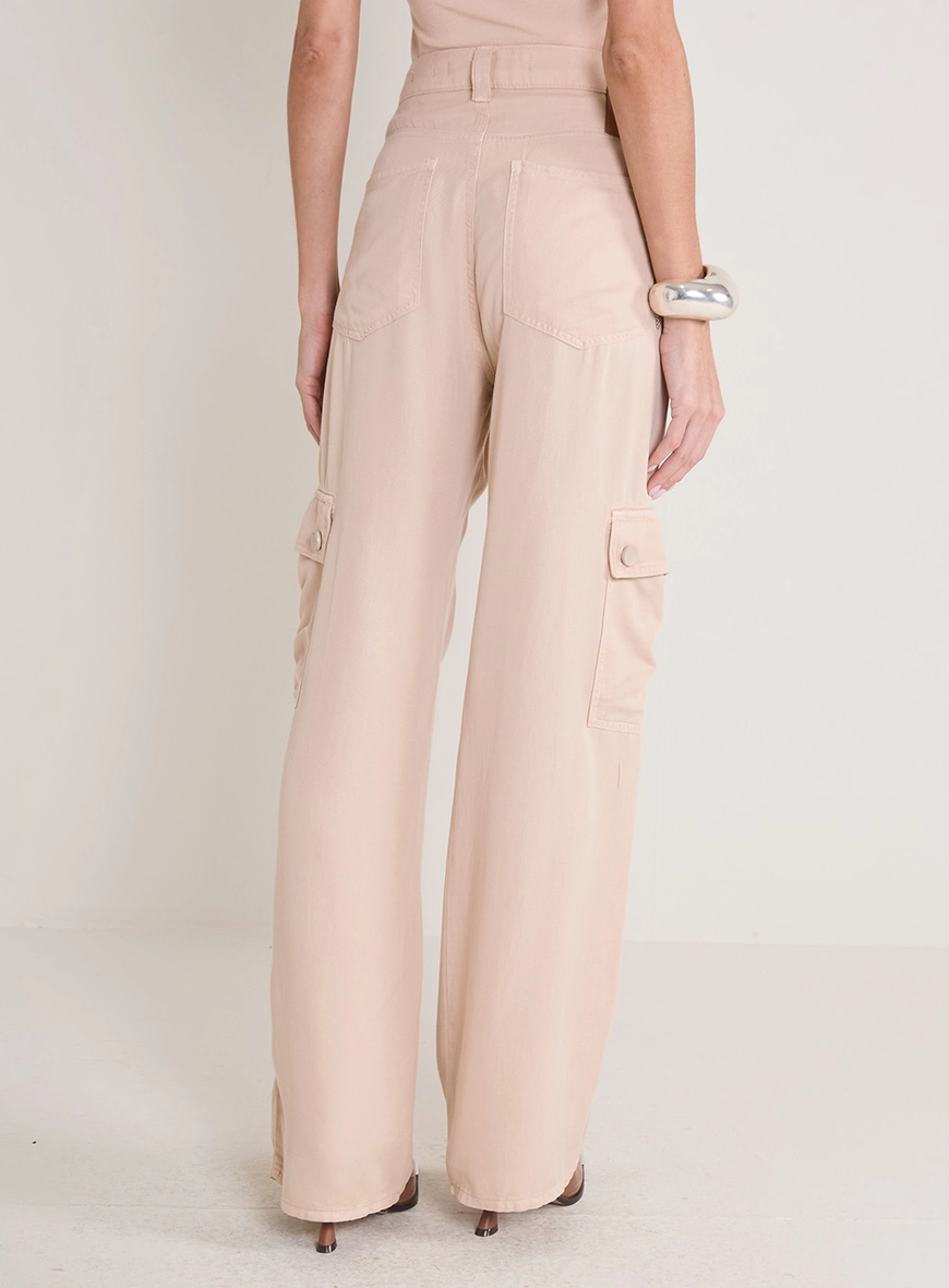 Calça Alfaiataria Feminina Wide Leg - Raquel Bege