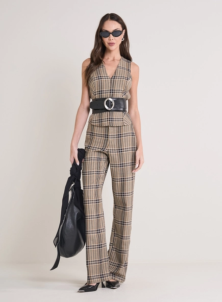 Calça Alfaiataria Feminina Xadrez
