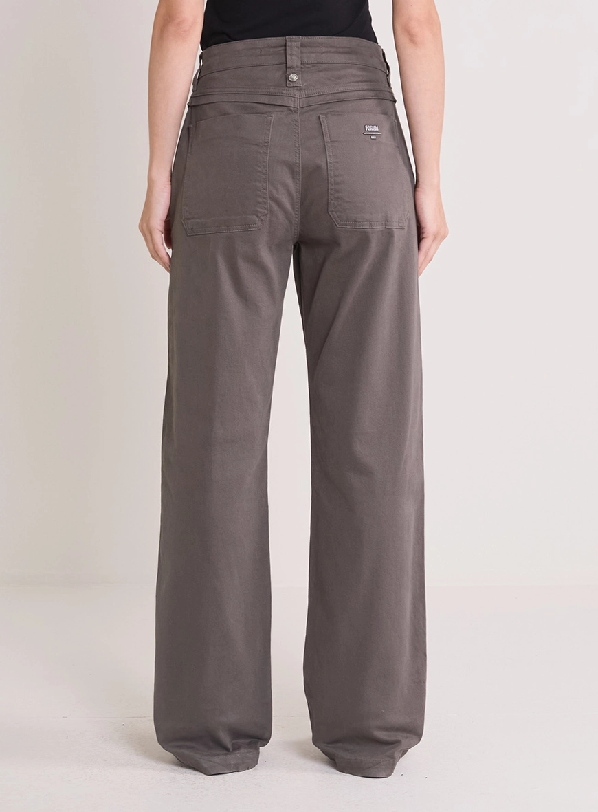 Calça Sarja Feminina Wide Leg - Raquel CINZA