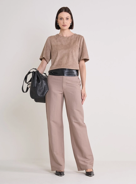 Calça Alfaiataria Feminina Reta Com Detalhes