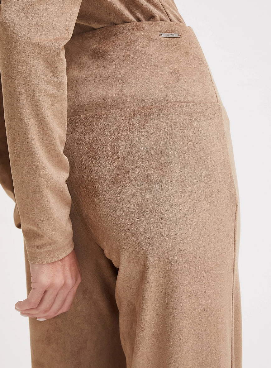 Calça Suede Feminina Cós Alto Marrom