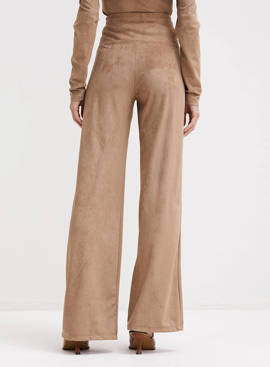 Calça Suede Feminina Cós Alto Marrom