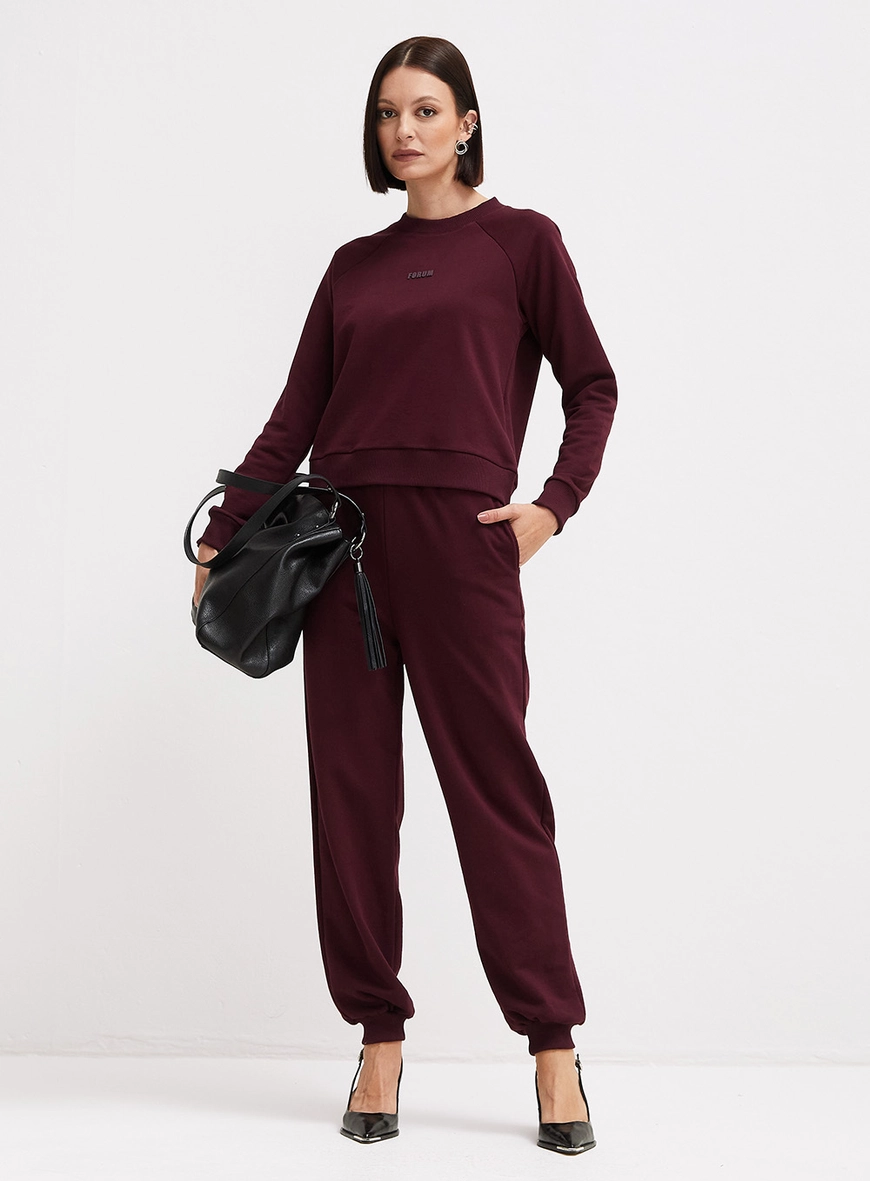 Calça Moletom Jogger Feminina Bordô