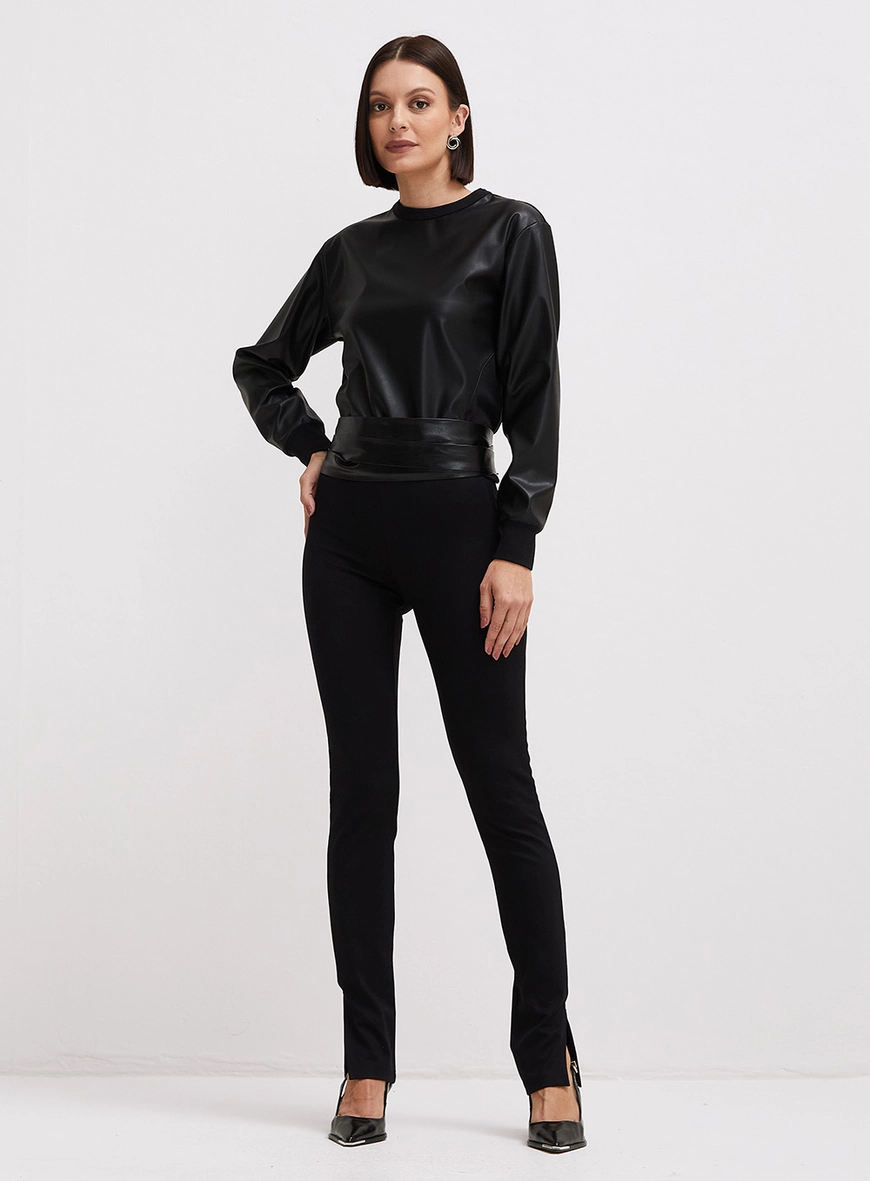 Calça Feminina Montaria Com Fenda Preto