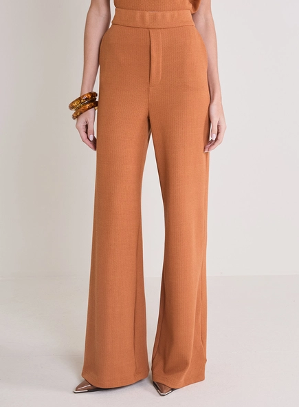 Calça Alfaiataria Feminina Texturizada Cós Alto