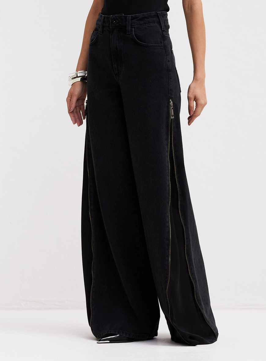 Calça Jeans Feminina Detalhe Lateral - Thais Indigo Preto