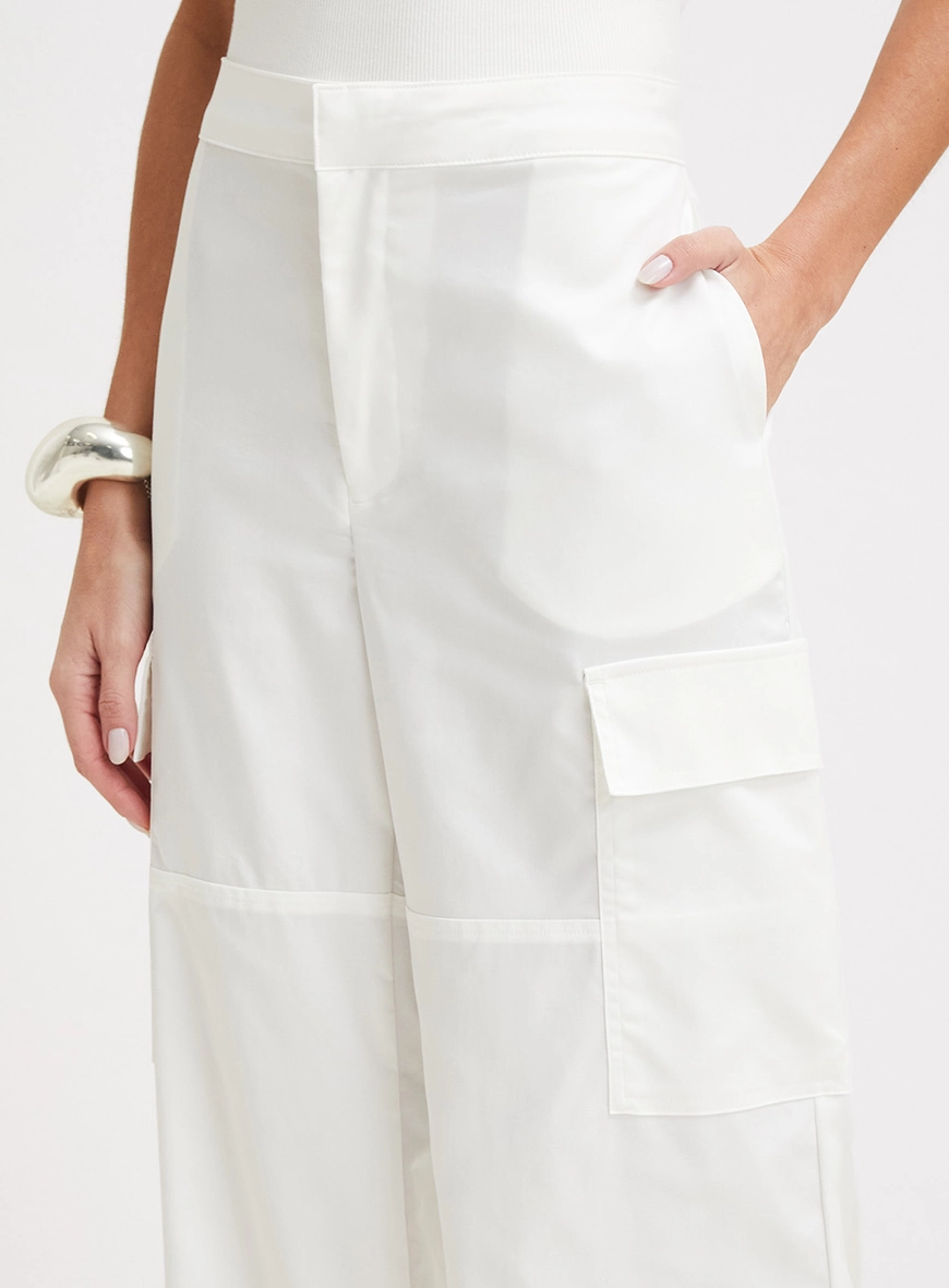 Calça Alfaiataria Feminina Ampla Bolsos Cargos Off Shell